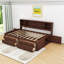 Lit capitaine double en bois avec tablettes de rangement, 4 tiroirs et 2 armoires