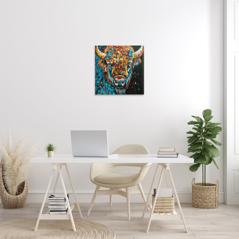 Art moderne sur toile de style bison moderne par Jen Seeley, H 24 po x l 24 po x P 1,5 po