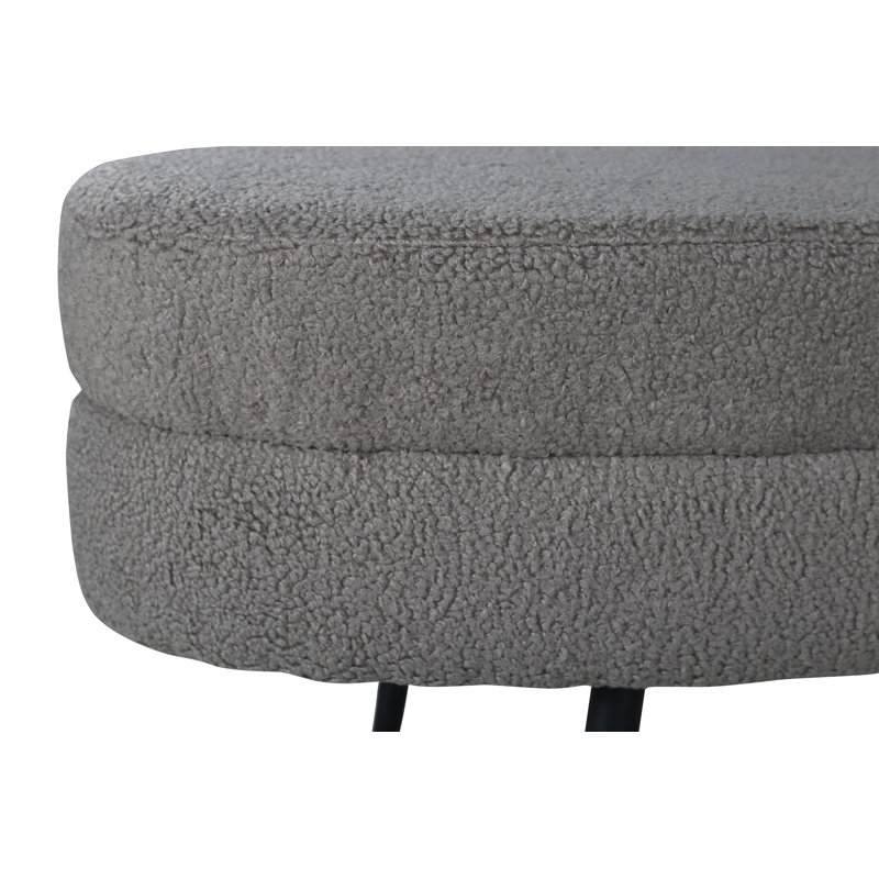 Spivey 40cm Wide Oval Footstool Ottoman, Black, Greige
