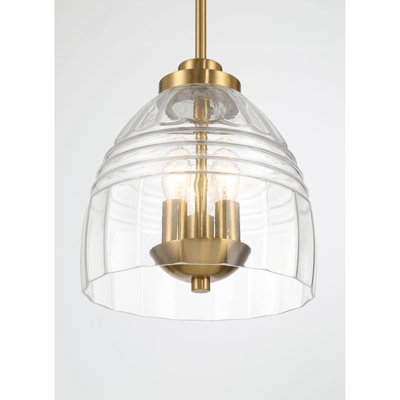 Luminaire suspendu à trois bougies avec verre transparent Ember
