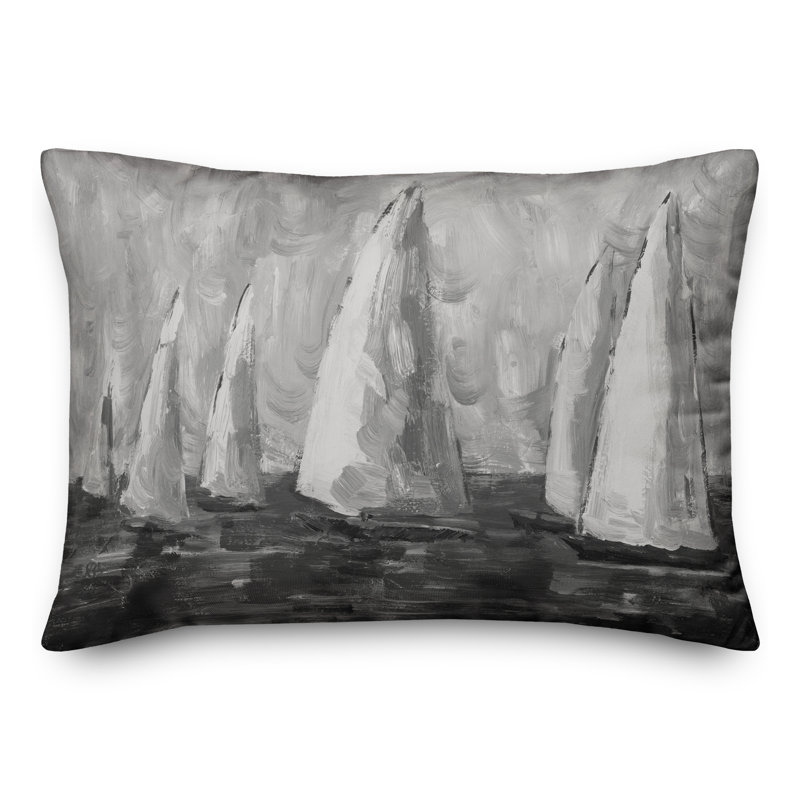  Painted Sailboats Outdoor Rectangular Pillow Cover & Insert, Gray
