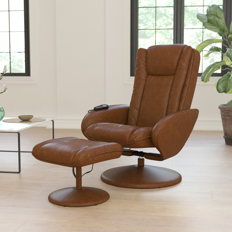 Fauteuil inclinable en cuir LeatherSoft à positions multiples avec fonction de massage, pochette latérale et repose-pieds Casey-Jane