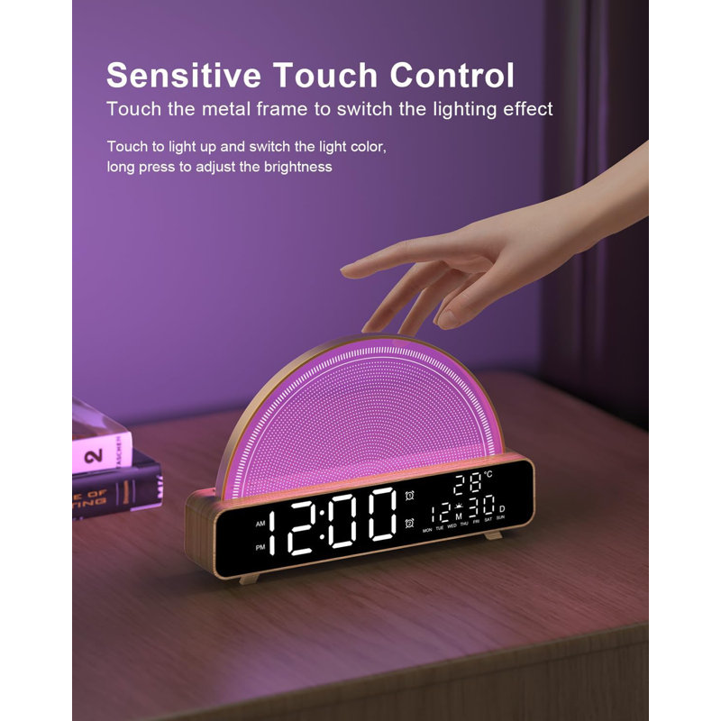 Sunrise Alarm Clock Wake Up Light With Sunrise Simulation White Noise Machine Touch Control Bedside Lamps Colours Atmosphere Lamp 30/60/90 Sleep Timer 13 Nature Sounds
