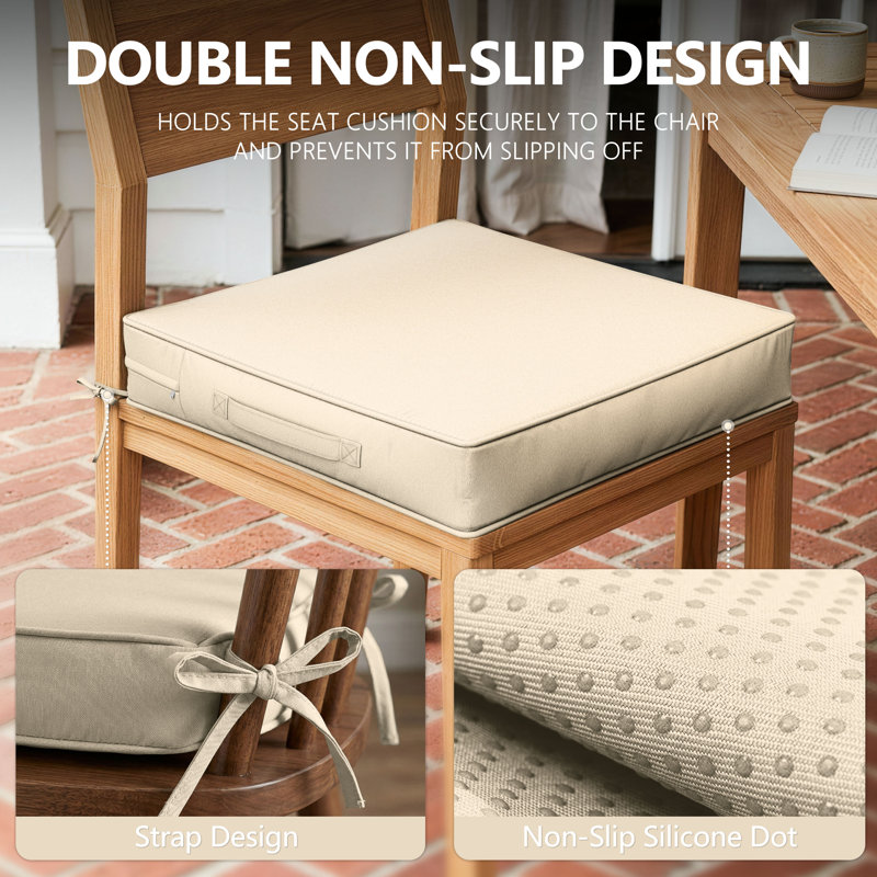 Coussins de chaise d'extérieur 19 x 19 x 4, L 19 po x P 19 po, Beige, 4''