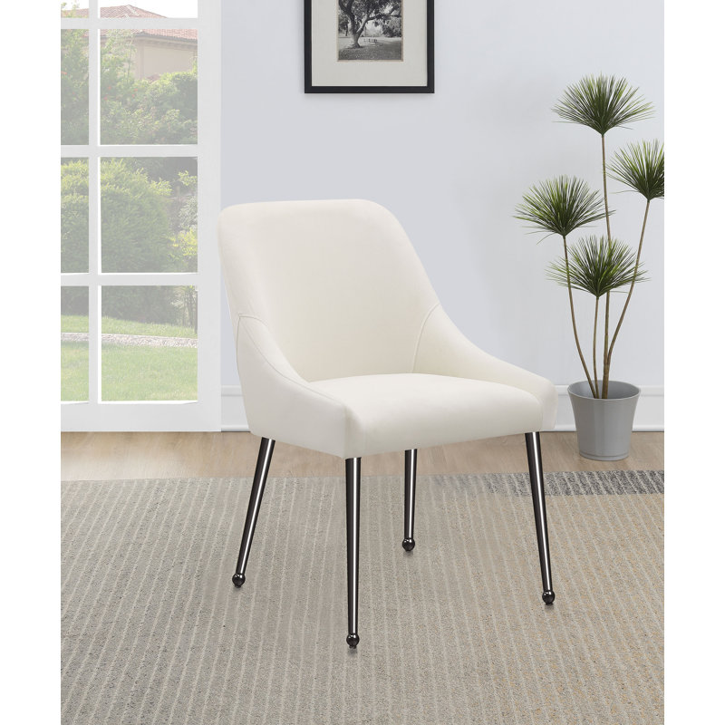 Chaise de salle à manger rembourrée Dineshia, Ivoire, Noir