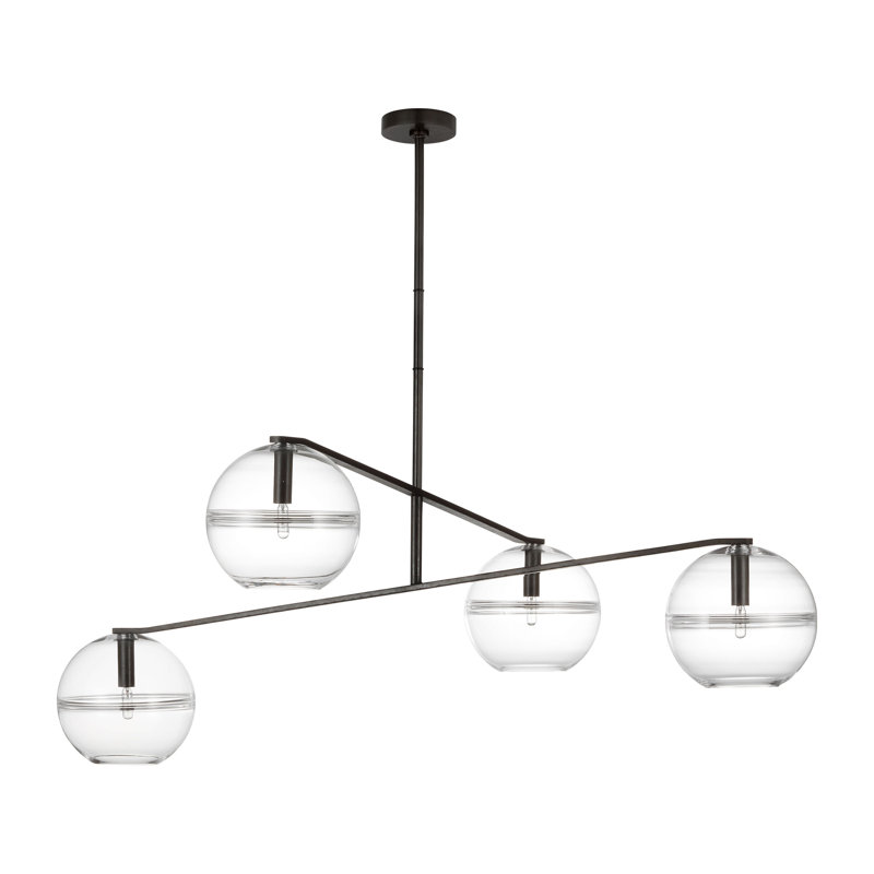 Sean Lavin Lowing 4-light LED medium chandelier in blackened forged finish with glass shades