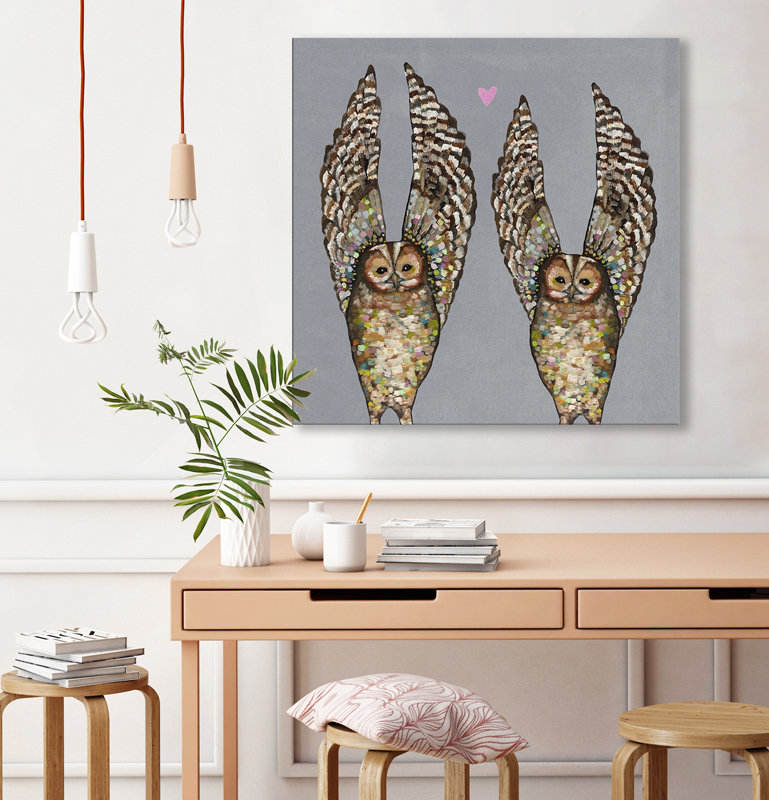 «Owl Love», reproduction sur toile tendue, H 30 po x l 30 po