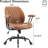 Brown Leather Home Office Desk Chair – Ergonomic Computer Chair With Lumbar Support, Adjustable Height, Rubber Casters, Rolling Swivel Executive Task Chair With Armrests