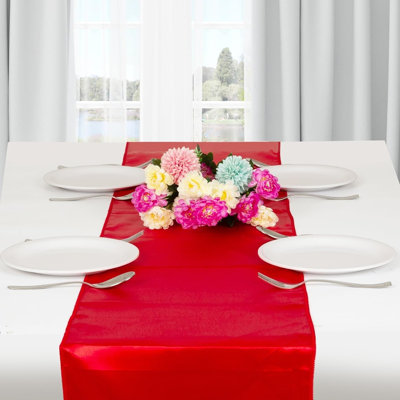 Chemin de table en satin - rouge - ensemble de 12 décorations de table soyeuses pour mariages, anniversaires et banquets
