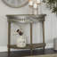 Console demi-lune en métal beige Polson 36 po x 15 po x 32 po