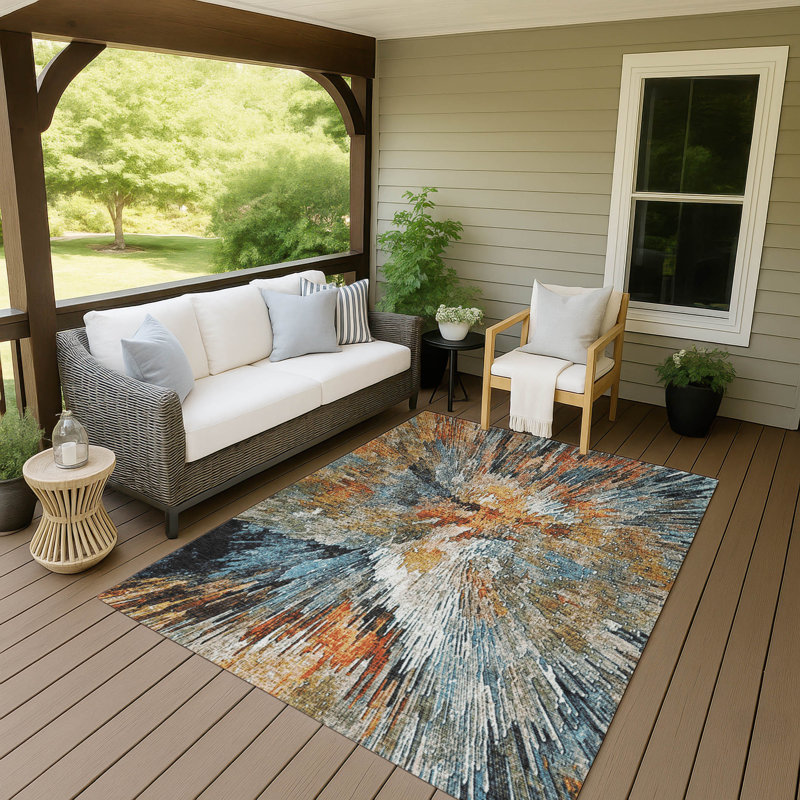 Machine Washable Indoor/Outdoor Pablo ACN2283 Abstract Rug, Rectangle 2'6" x 3'10"