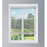 Linen Avenue Cordless Faux Wood Blind White, Partial Inside Mount (Arrives ½ Inch Narrower)