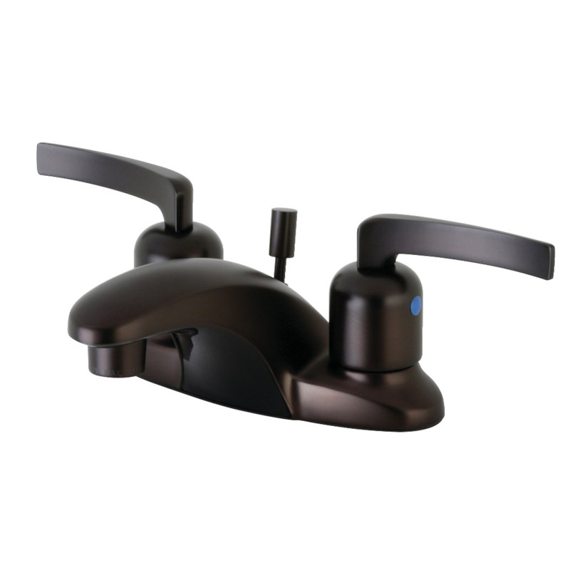 Kingston Brass Centurion Two-Handle 3-Hole Deck Mount 4" Centerset Bathroom Faucet with Plastic Pop-Up, Oil Rubbed Bronze
