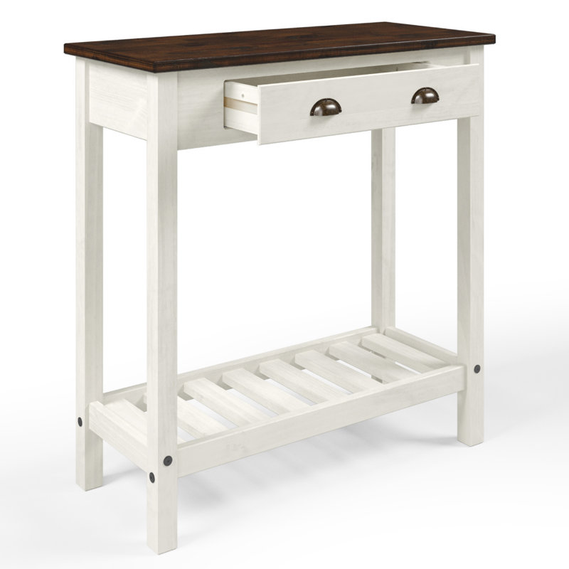 Wood Hall Table Console 1 Drawer Delija | August Grove®, White, 33.07" H x 31.5" W x 13.78" D