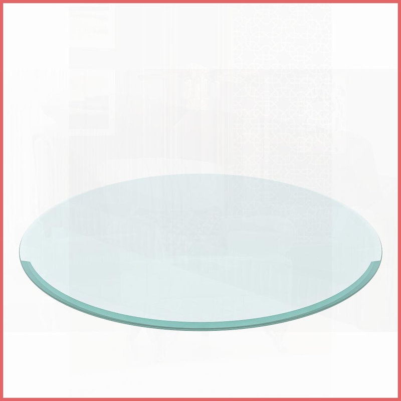 Plateau de table basse rond en verre trempé de 28 po - Bords biseautés de 0,4 po d'épaisseur, facile à nettoyer et amp; Durable