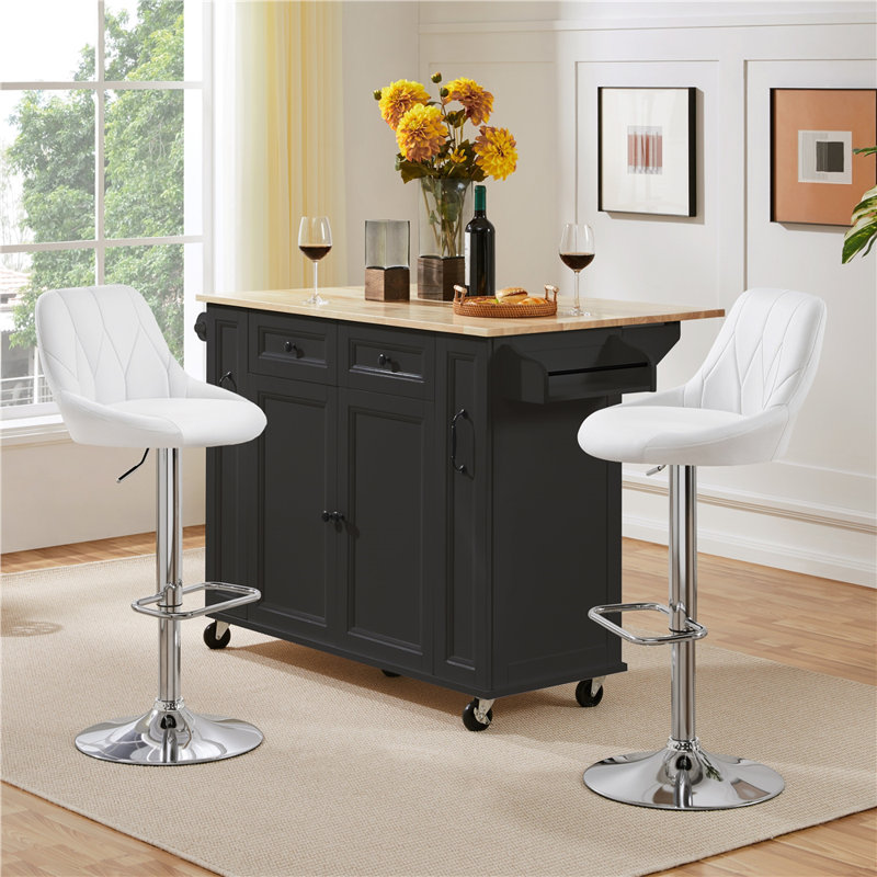 Height Adjustable Swivel Bar Stool, White