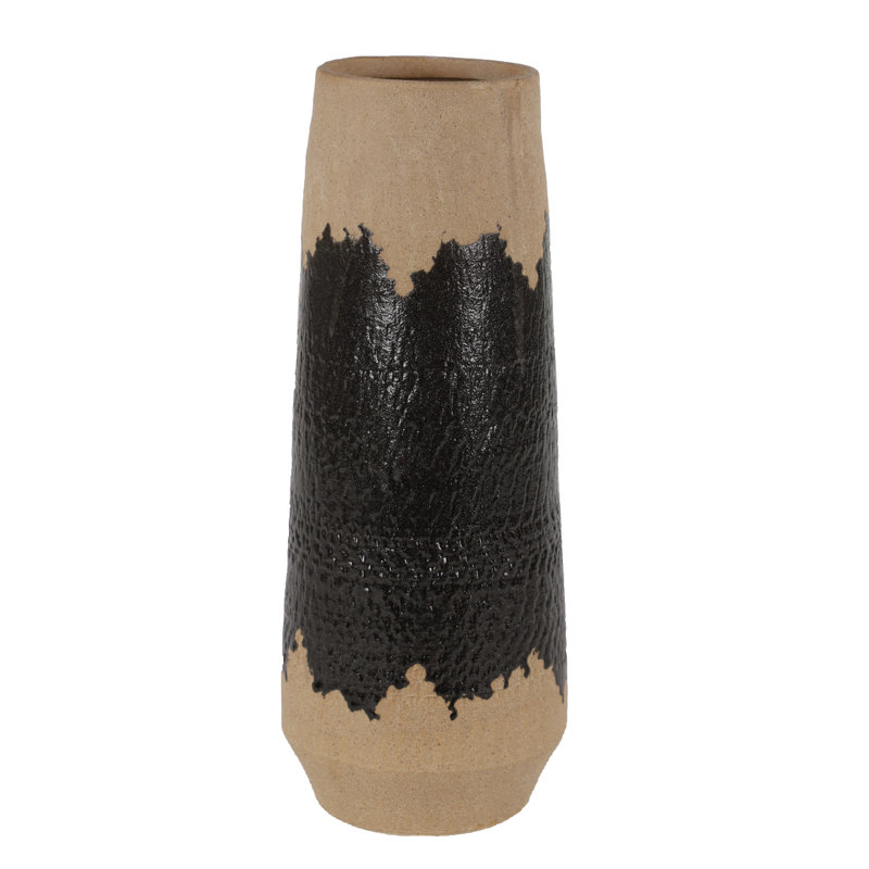 Vase décoratif en céramique avec détails terre cuite Lona, H 17 po x l 6 po x P 6 po