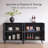 Modern Fluted Arched Buffet Cabinet with Storage, 34" Tall Wooden Modular Sideboard Cabinet w/Adjustable Shelves-445946615-450329096-437950843