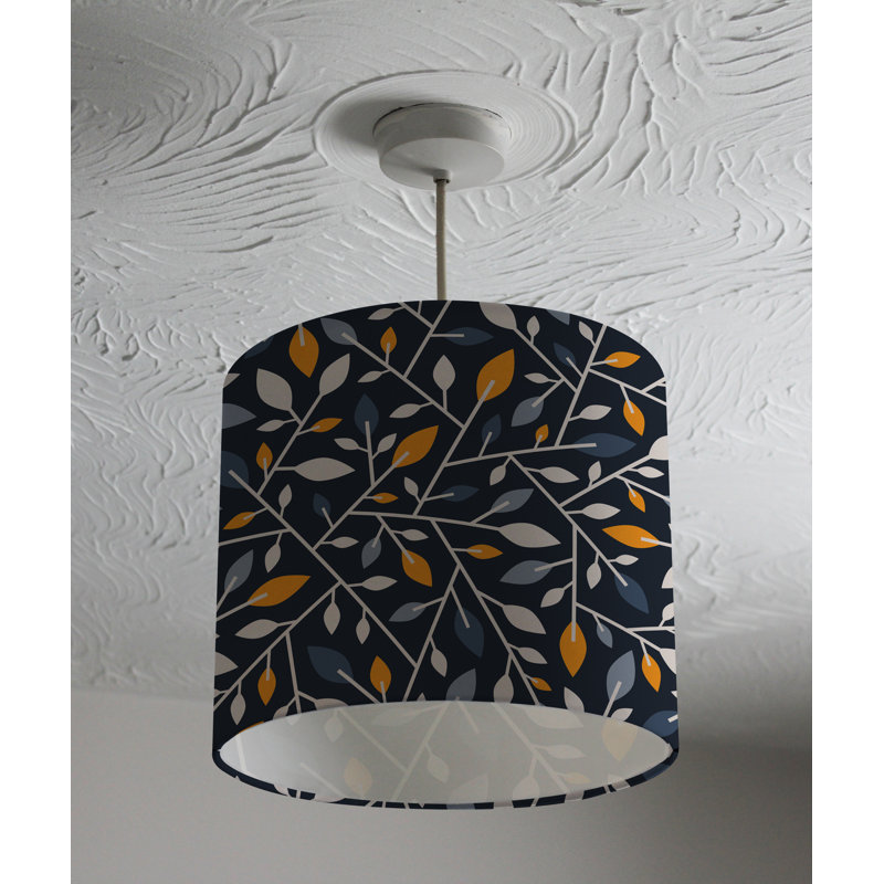 Geometric Abstract 22 cm H Drum Cotton Pendant Shade ( Uno )