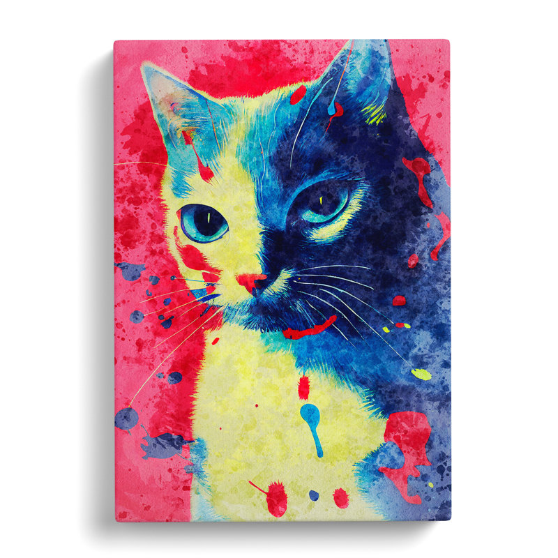 XC1022-1352X Catt Paint Splash No.3 - Wrapped Canvas Print, 60cm H x 40cm W x 3cm D