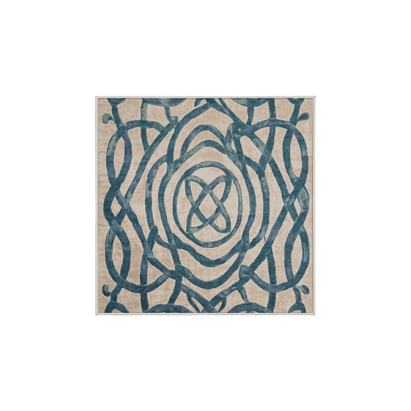 Tapis beige soyeux et moelleux, Carré 6 pi