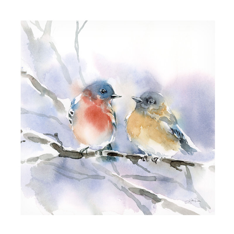 «Bluebird pair on Canvas» par Katrina Pete, reproduction, H 18 po x l 18 po x P 2 po
