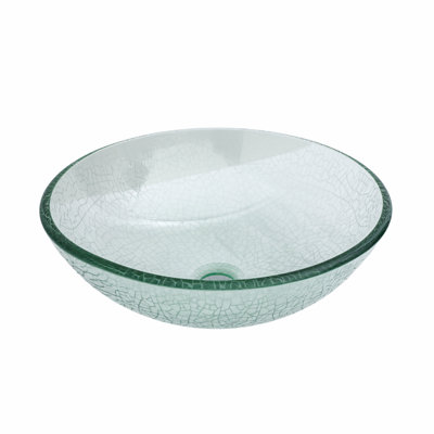Lavabo de salle de bain rond, lavabo de salle de bain vasque trempé avec bonde escamotable