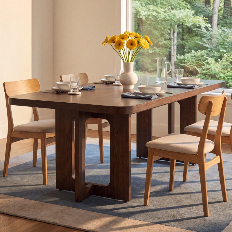 Arkelle 84" Manufactured Wood Trestle Dining Table