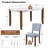 5 Piece Dining Set (Gray,White)