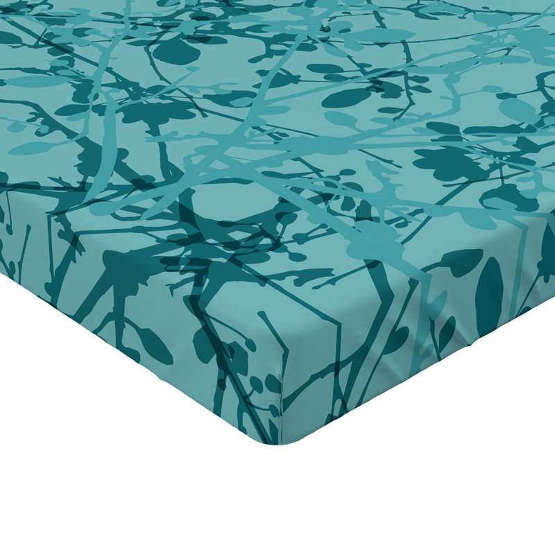 Drap-housse orange Ambesonne, Bleu sarcelle / turquoise abstrait / floral, Drap-housse de taille très grand