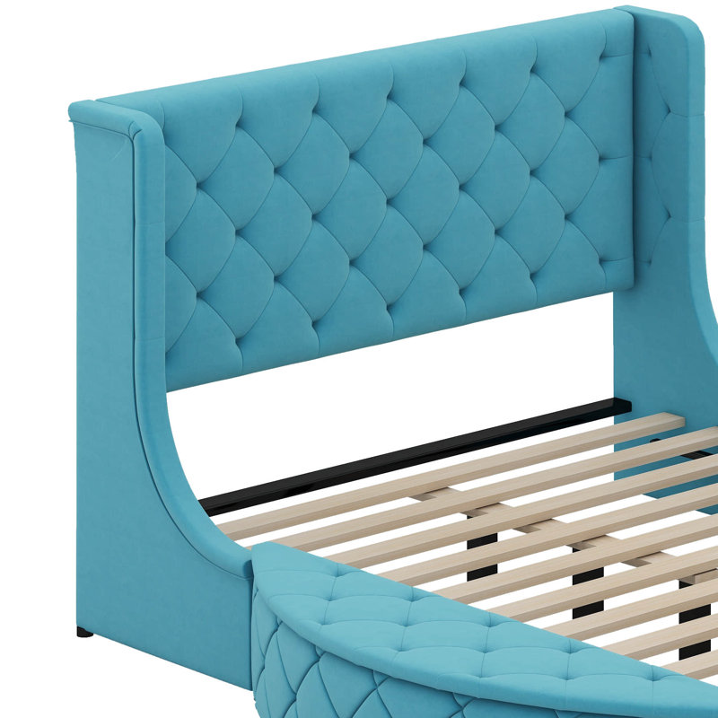 Grand lit de rangement tapissier Arenberg, Bleu