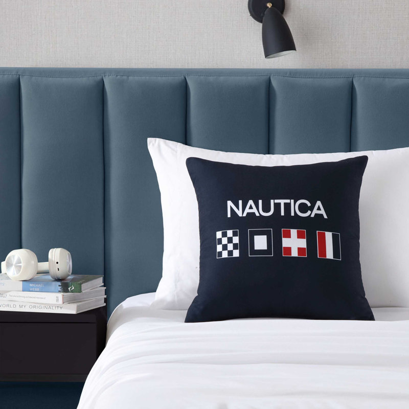 Coussin Nautica, Drapeau bleu, Carré 18 po