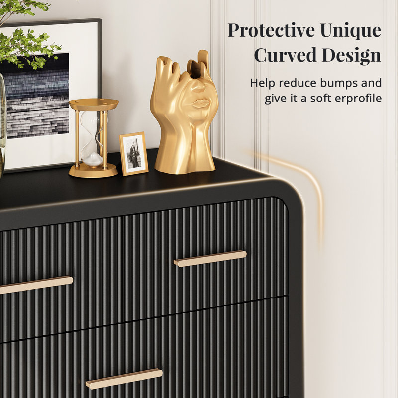 ebern designs fluted dresser reviews 7-drawer Fluted Design Dresser Organizer, Wood Large Chest Of Drawers Ebern Designs
