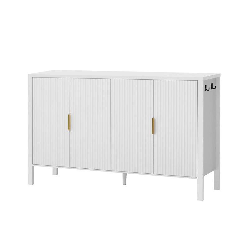 Modern 57.5" Stripe Door Storage Cabinet, White