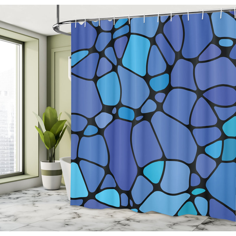 Shower Curtain with Hooks Included, 70"H x 69"W, Blue