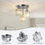 Plafonnier semi-encastré, plafonnier de cuisine à 3 lumières, plafonniers avec abat-jour en cristal transparent pour vestibule de salle de bain de chambre à coucher d'entrée de cuisine