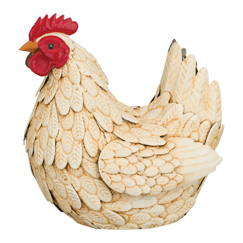 Buff Hen Decor 11" - White