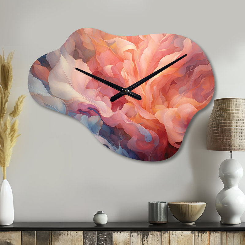 Horloge murale Peach Blue Rose Reverie I - Floral Cloud, Grand