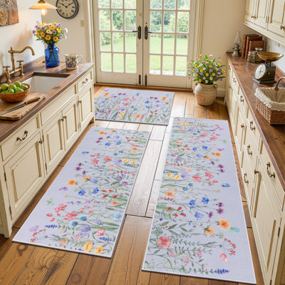 Non-slip Washable Kitchen Mat Runner (Set of 3)
