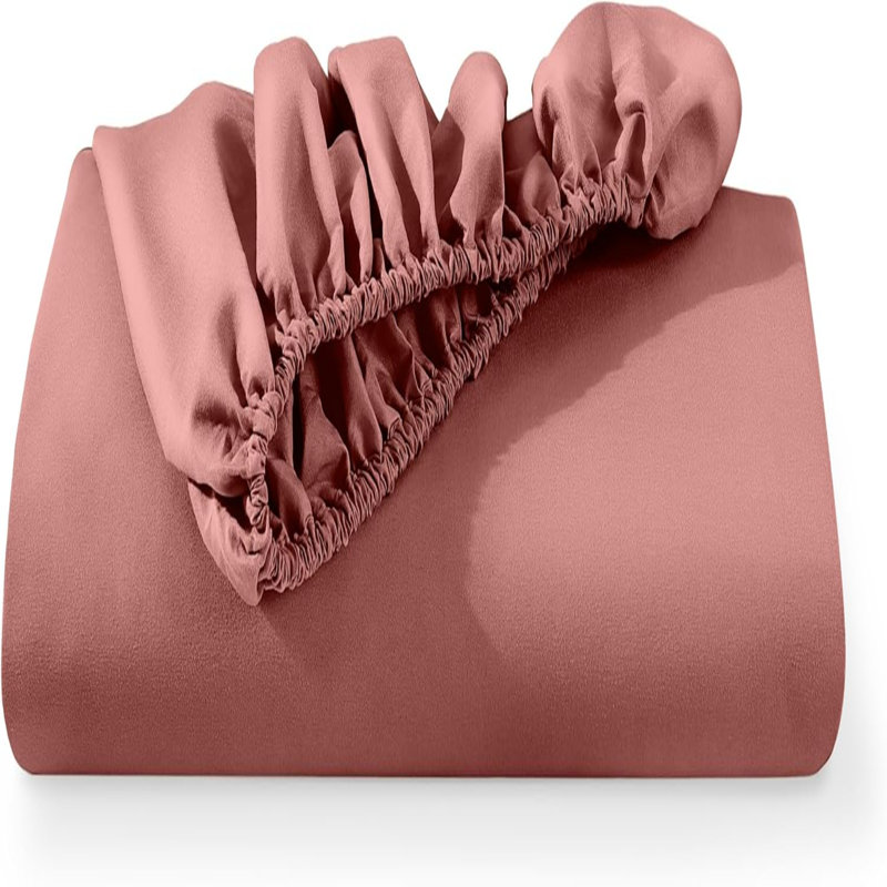 Toccoleggero Premium 100% Cotton Bed Sheet Set, Pink, Queen Sheet Set with 4 Pillowcases
