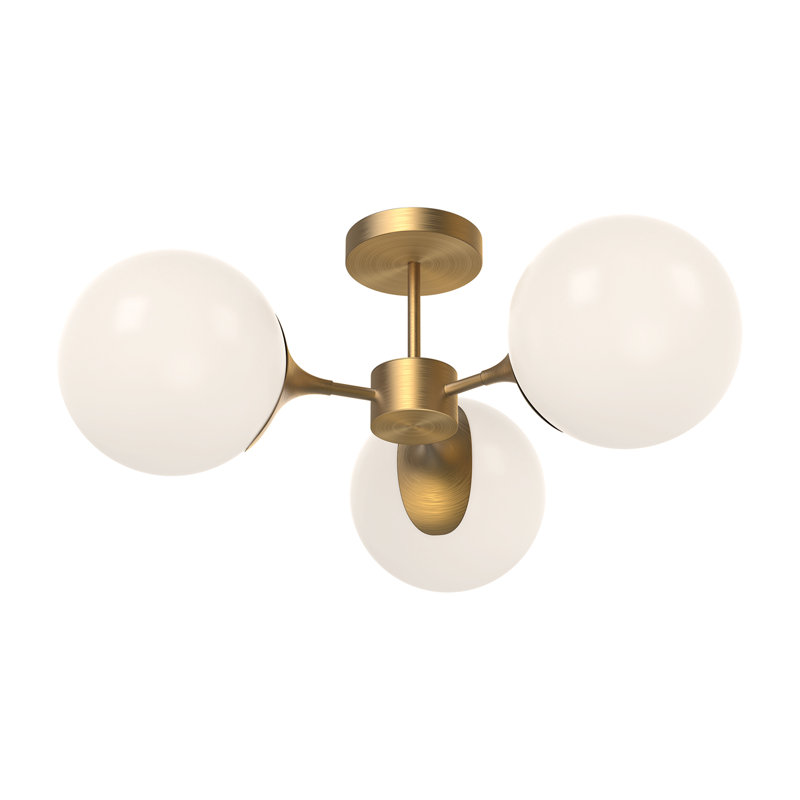Nouveau 3 - Light Semi Flush Mount, Aged Gold