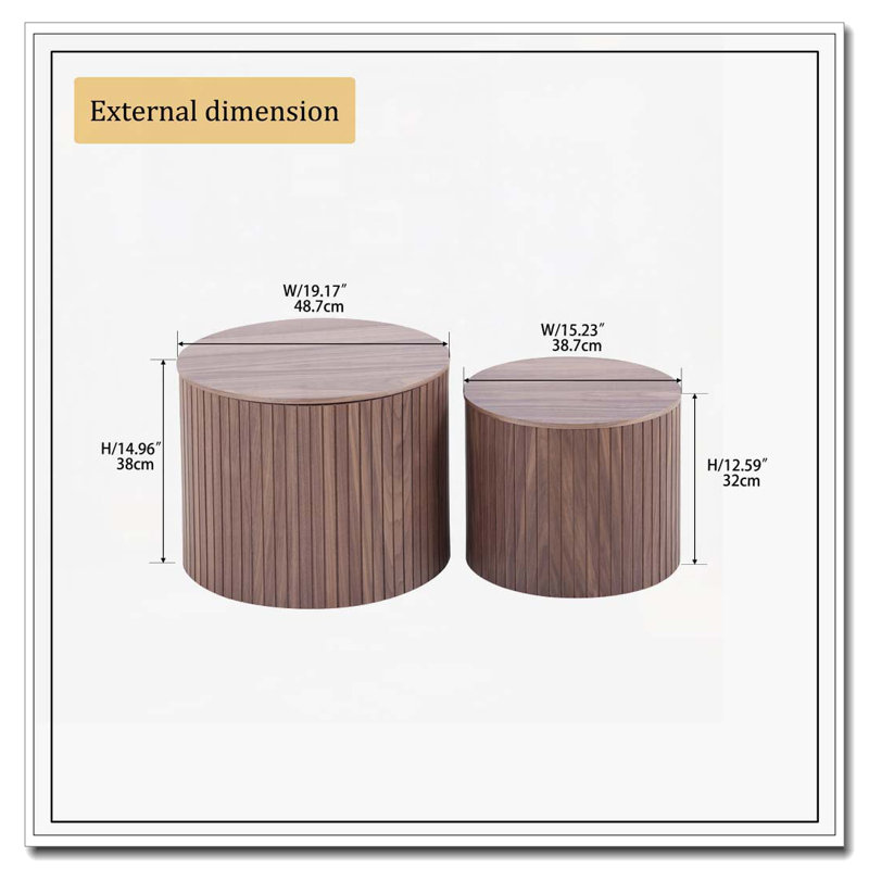 Ensemble de tables basses Nesting, Noyer