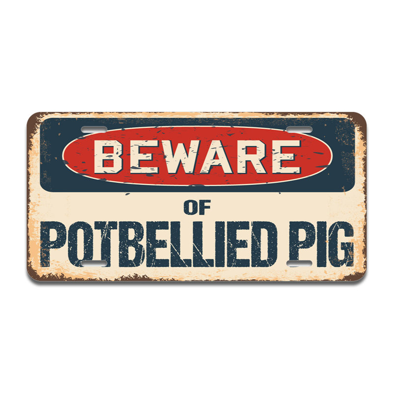 Cadre en aluminium «Beware of Potbellied Pig»