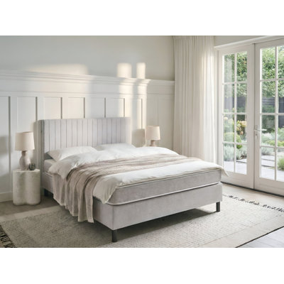 Upholstered Fabric Bed with Mattress