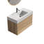 Meuble-lavabo 36 po en chêne brut + chêne brut avec lavabo en quartz blanc et tiroirs souples, meuble-lavabo mural flottant pour salle de bain moderne, lavabo une pièce blanc brillant, KD-203827580
