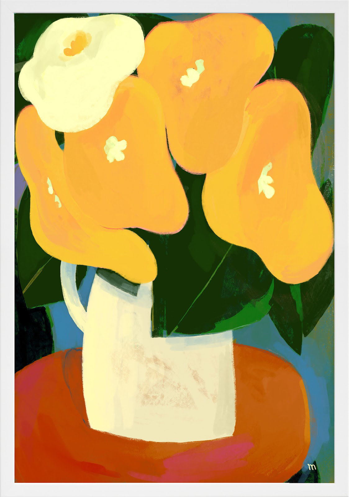 My Yellow Flowers by StudioM, 20" H x 14" W x 1.25" D, White