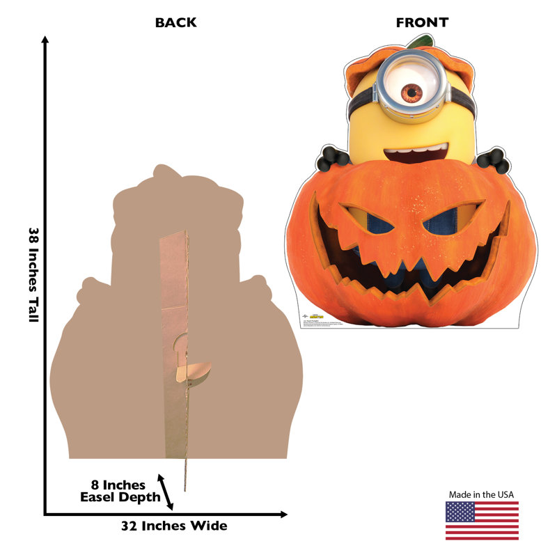 Stuart Minion Halloween Pumpkin Cardboard Cutout, 38 x 32 inches