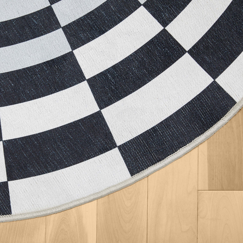 Tapis noir / blanc Kehr, Rond 6 pi 7 po