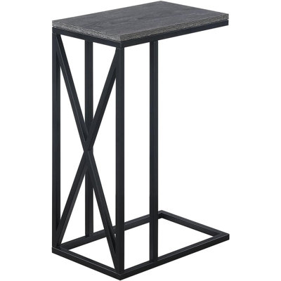 Alejadro End Table End/Side/Nesting Tables, Engineered Wood Paper Melamine Powder Coated Metal Frame, Weathered Gray/Black, 40.01 x 25.4 x 61.6 cm