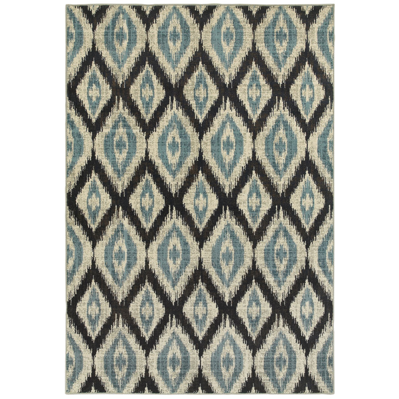 Tapis bleu / gris Audet, Rectangle 9 pi 10 po x 12 pi 10 po